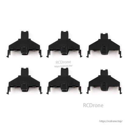 TX16S MKII trim switch rocker replacements, 6-pack of black plastic switch caps on white background