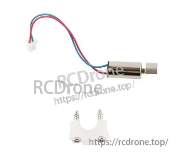 Vibration motor replacement part with red and blue lead wires and white mounting bracket, watermarked