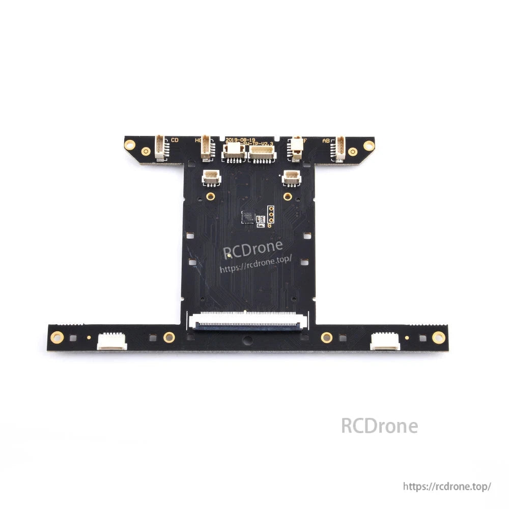 TX16S replacement breakout board PCB with ribbon connectors and mounting holes, top-down view