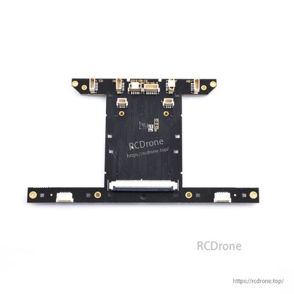 TX16S replacement breakout board PCB with ribbon connectors and mounting holes, top-down view