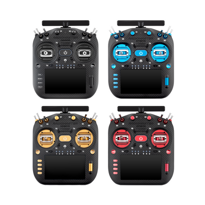 RadioMaster TX16S MK3 MAX radio controller color options shown (black, blue, gold, red)