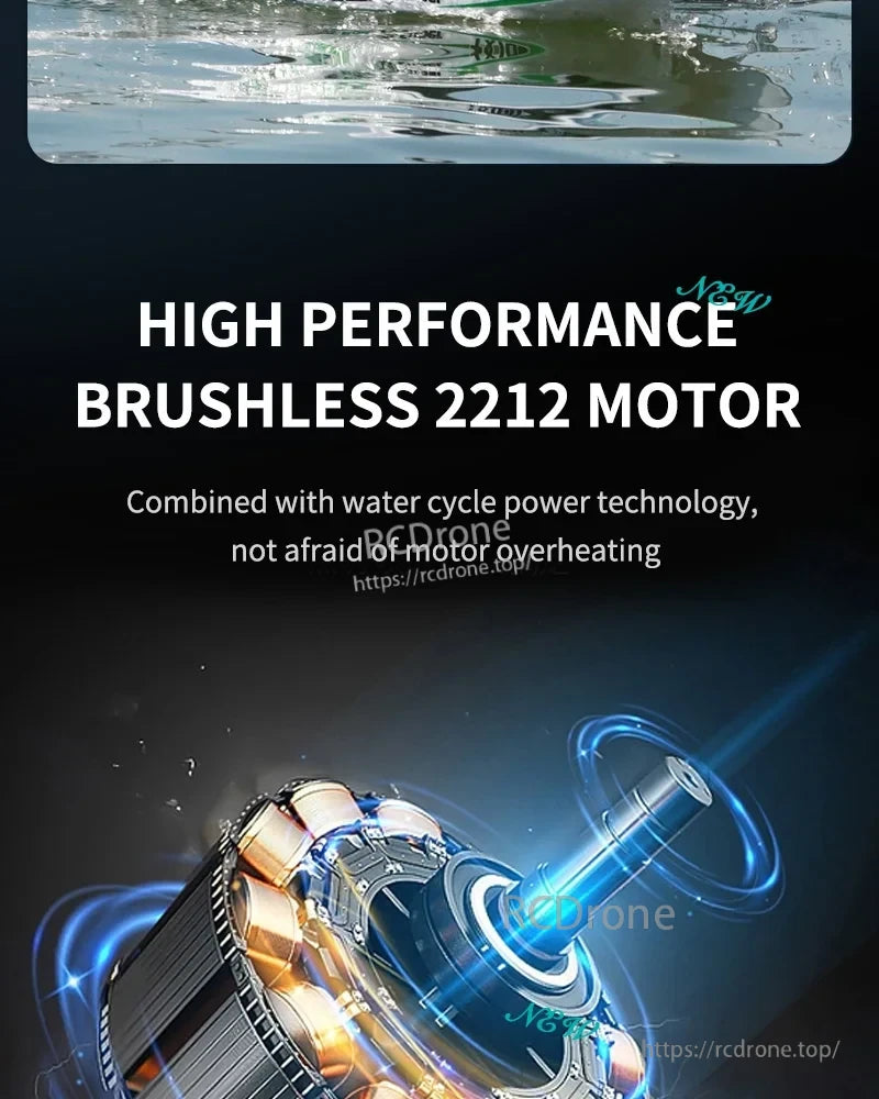 TX768 RC Boat, High Performance Brushless 2212 Motor with Water Cooling