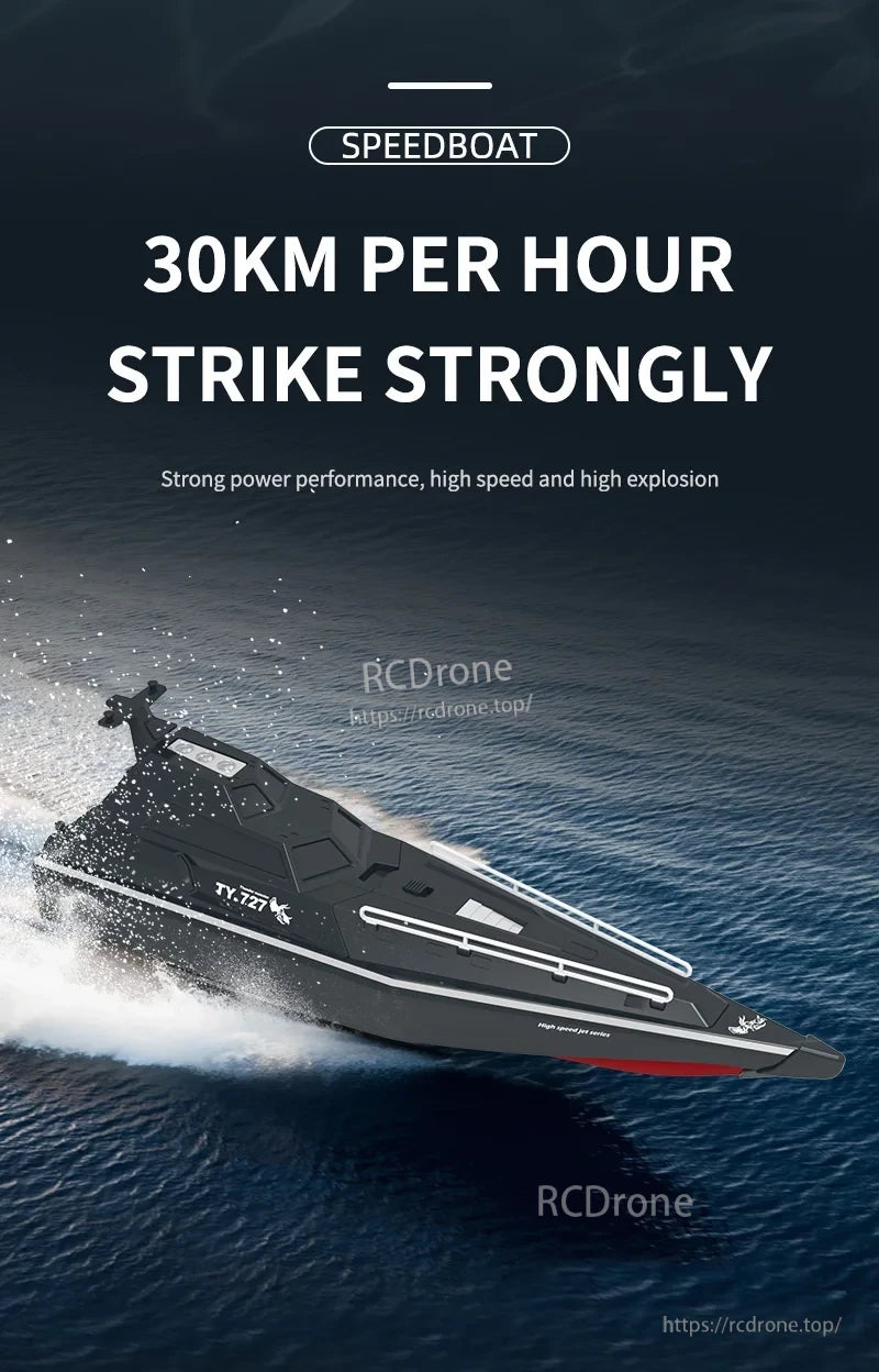 TY727 RC Boat, TY727 RC Speedboat 30km/h High-Speed Strike