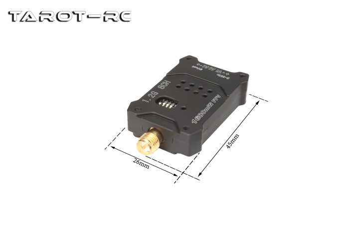 Tarot 1.2G 1.6W 8CH VTX, Radio features 8 selectable channels in the 1.2GHz frequency band.