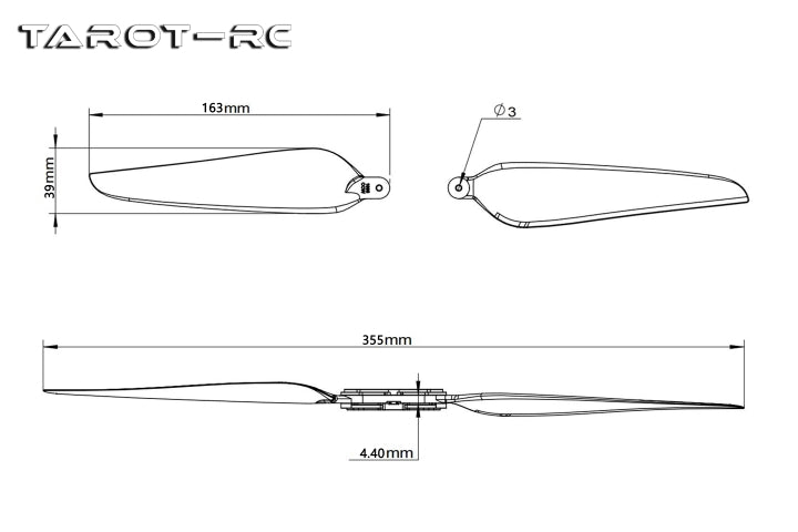 Tarot 1455 Drone Propellers, Suitable for motors with 12mm symmetrical screw hole centers, compatible with various multi-rotor UAVs.