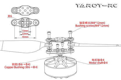 Tarot 1965 Props, A tarot propeller for multirotor drones, allowing for efficient folding and rotation in both clockwise and counterclockwise directions.