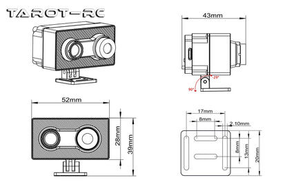 Tarot 256S2 camera met dubbele sensor - 256 warmtebeelden voor drone met 1080P zichtbaar licht dubbele uitgang