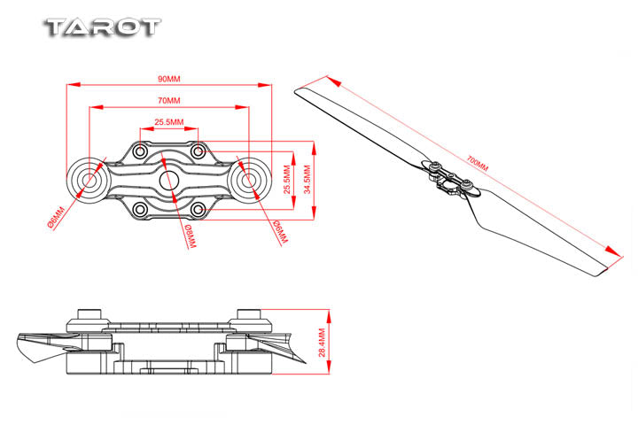 Tarot 2880 Foldable Drone Propellers, High-Strength Propellers provide flexibility and stability for reliable performance in various conditions.