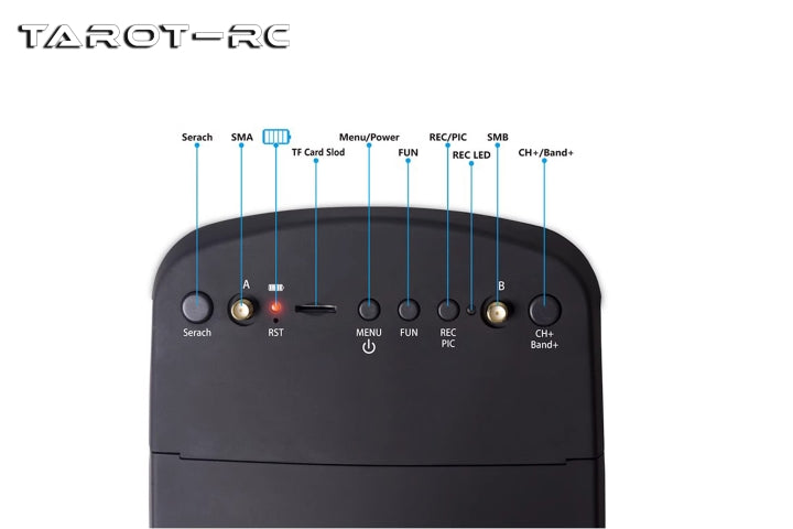 Tarot LS-800D FPV goggles with 5.8G transmission, 854x480 resolution, and a 5-inch screen for real-time viewing and DVR recording.