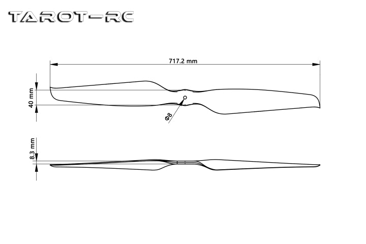 Tarot Martin 2812 28 Inch Carbon Fiber Integrated Drone Propellers (CW+CCW)