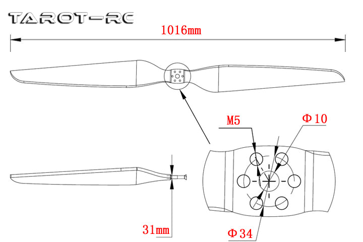 Tarot Martin 4010 Carbon Fiber Quick Propeller, Propellers made from durable carbon fiber construction are lightweight and strong, providing durability during use.