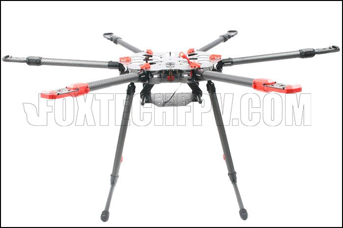 The Tarot X6 has a simplified setup with an integrated PCB board, foldable arms, and retractable landing gear for smooth aerial operations.