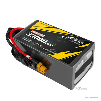 Tattu 12S1P 33000mAh battery pack features high energy density and AS150U-F plug.