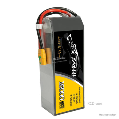Tattu 16000mAh 8S LiPo battery pack with XT90-style connector, labeled 29.6V 30C 473.6Wh