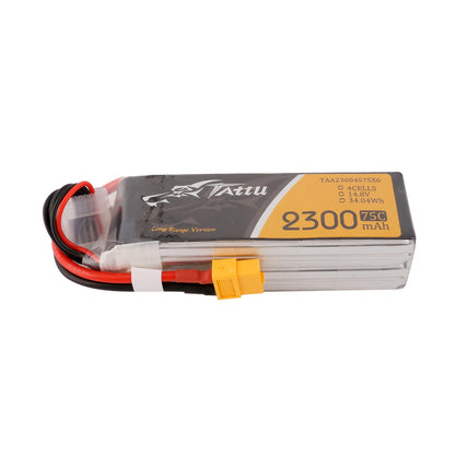 Tattu 2300mAh 4S 14.8V 75C LiPo battery pack with XT60 connector and balance lead