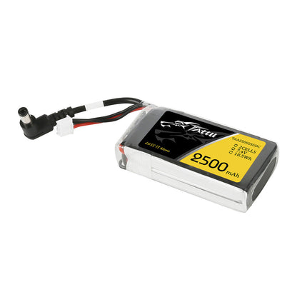 Tattu 2500mAh 2S 7.4V LiPo battery pack with DC barrel power plug and 2-cell balance connector