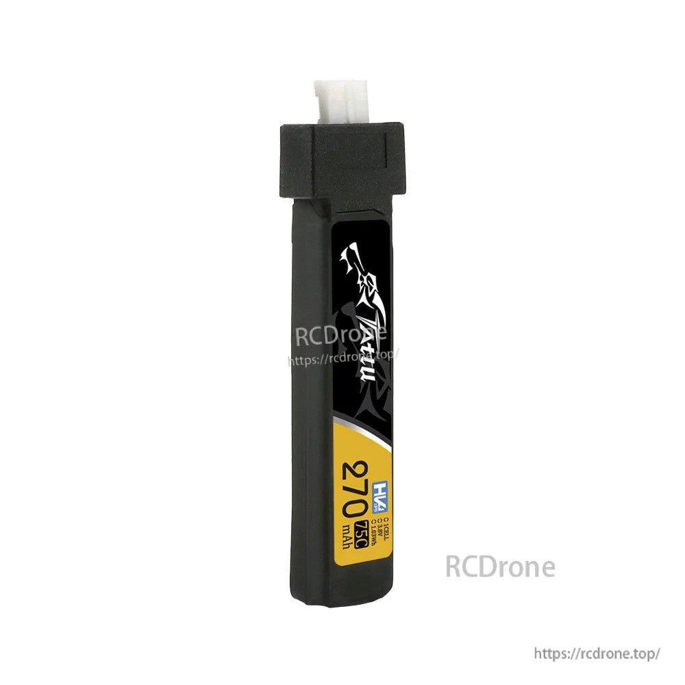 Tattu 270mAh 1S HV LiPo battery pack with JST-PHR 2.0 connector and 75C label, slim black casing
