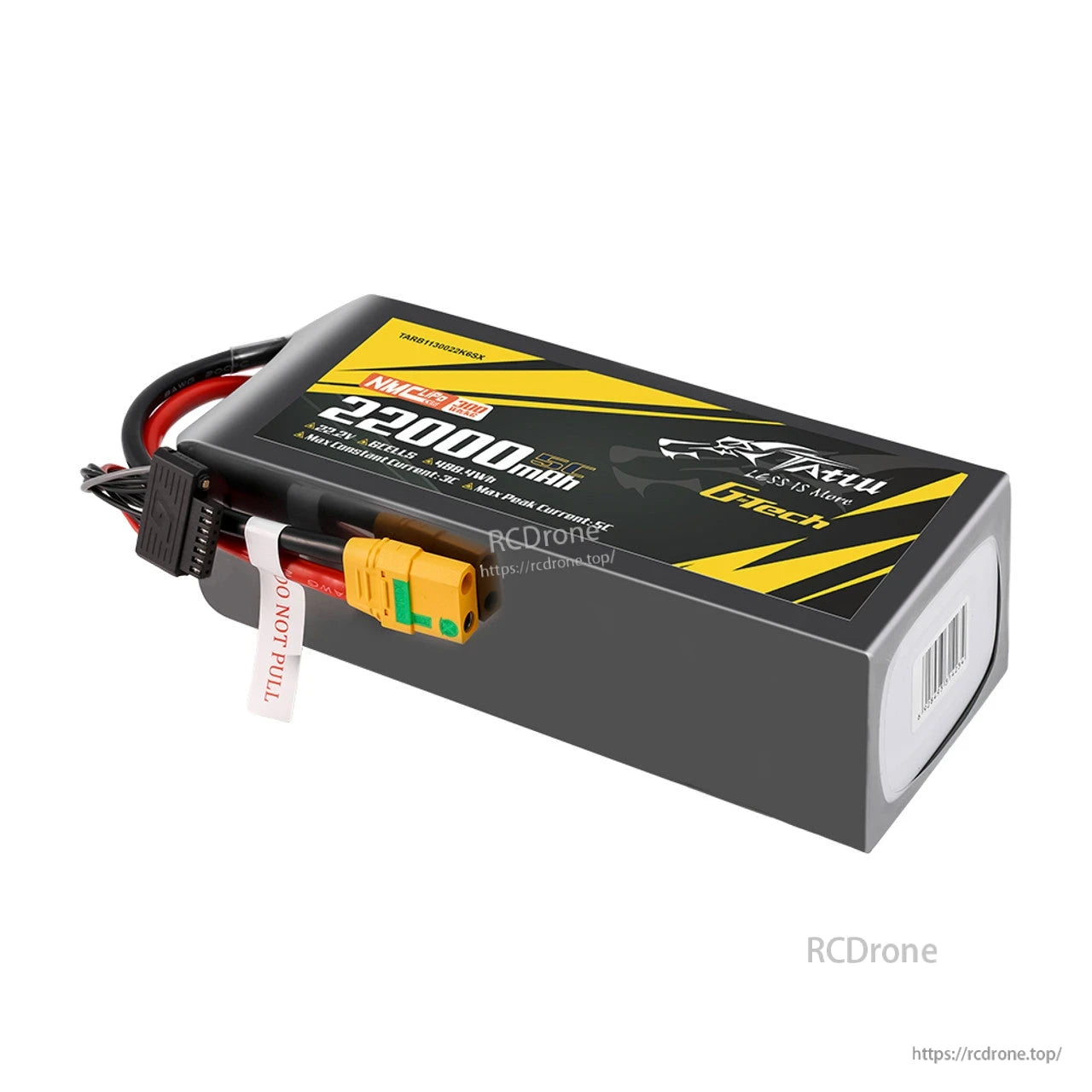 Tattu 22000mAh 6S1P 22.2V 5C LiPo battery with XT90S connector, 300Wh/kg energy density, semi-solid design, ideal for industrial drones requiring high capacity and reliability.