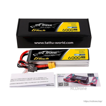 Tattu 3S 6000mAh 15C 11.4V G-Tech LiPo Pil Paketi (3S1P) XT60 Fişli & G-Tech-4P Denge