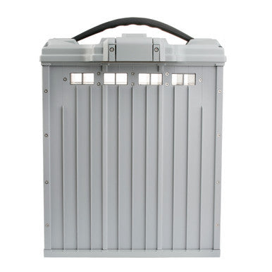 Tattu 4.0 smart battery pack in gray hard case with carry handle and top connector panel