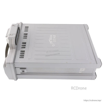 Tattu 4.0 smart LiPo battery in gray hard case with built-in handle and connector end for drone power systems