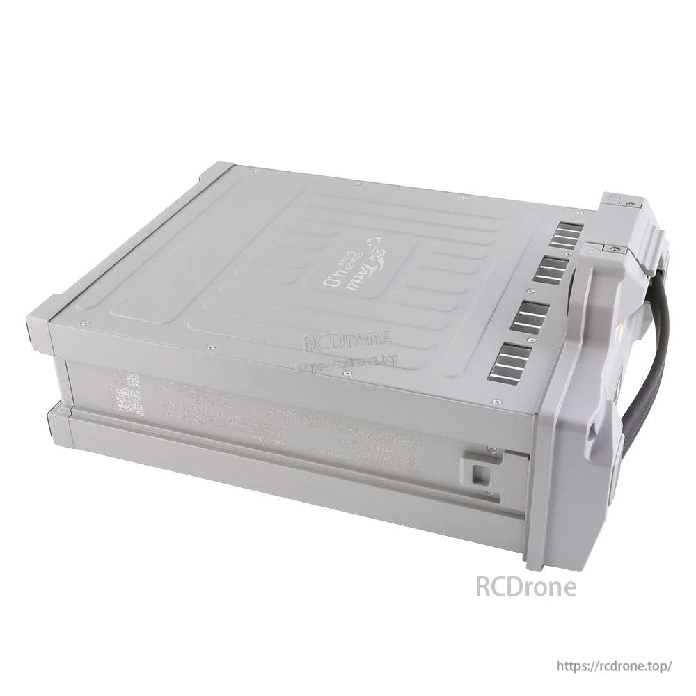 Tattu 4.0 smart LiPo battery pack with gray hard case, vent slots, and integrated side handle