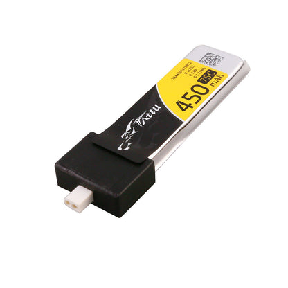 Tattu 450mAh 1S HV LiPo battery pack with BT2.0 plug, slim silver pack with yellow 450 label
