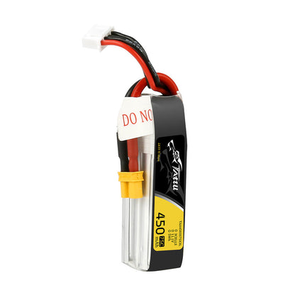 Tattu 450mAh 3S 11.1V 75C LiPo battery pack with balance lead and yellow power connector