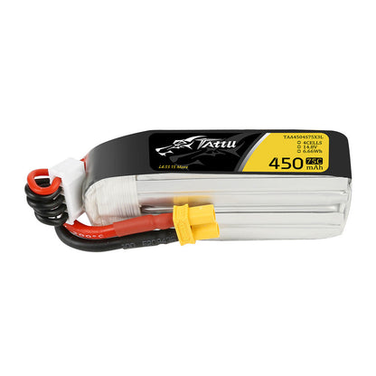 Tattu 4S 450mAh 75C 14.8V LiPo battery pack with XT30 plug and balance connector