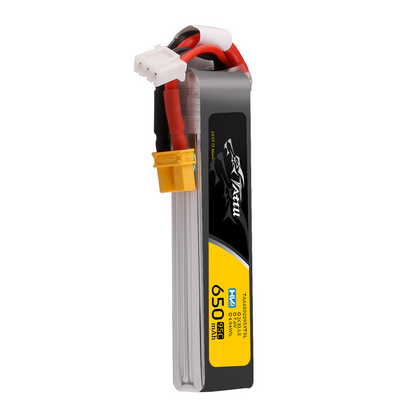 Tattu 650mAh 2S 95C 7.6V HV LiPo Battery, Tattu 650mAh 2S HV LiPo battery pack with XT30 connector and balance lead, 7.6V 95C label
