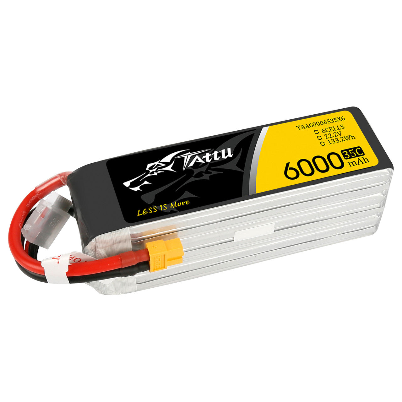 Tattu 6S 6000mAh 35C 22.2V LiPo battery pack with XT60 connector and balance lead