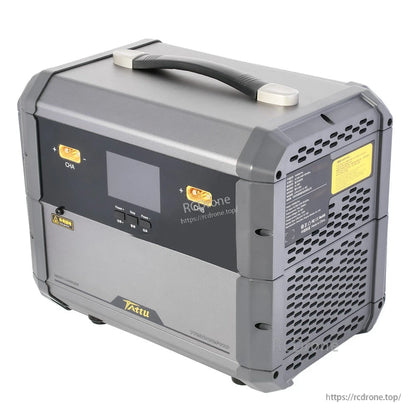 Tattu dual-channel smart battery charger with carry handle, front display, and CHA/CHB charge ports