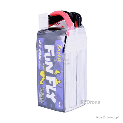 Tattu FunFly 1550mAh 4S1P 14.8V 100C LiPo Battery, Tattu FunFly 1550mAh 4S LiPo battery pack with protective wrap and balance lead connector