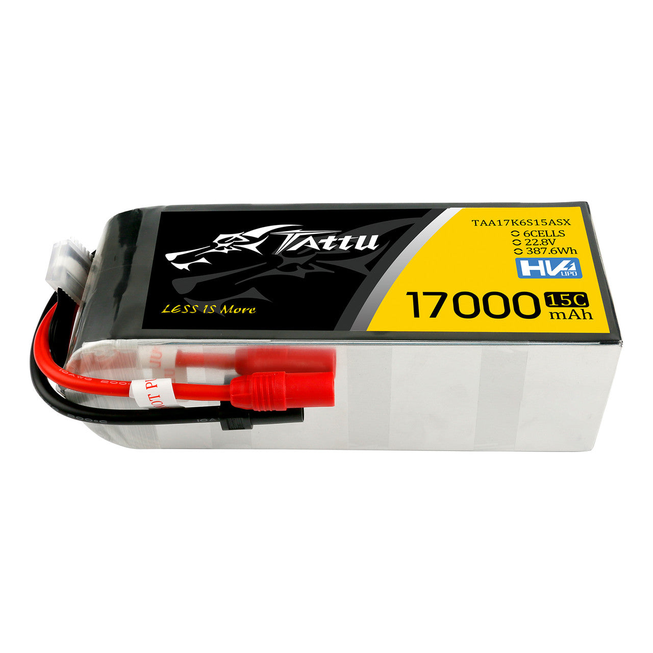 Tattu HV LiPo battery pack 6S 22.8V 17000mAh 15C with heavy-gauge leads and red connector