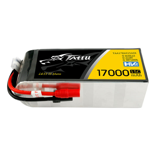 Tattu HV LiPo battery pack 6S 22.8V 17000mAh 15C with heavy-gauge leads and red connector