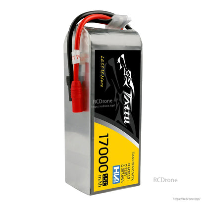 Tattu HV 6S 17000mAh 15C LiPo battery pack with AS150-style main connector and white balance plug