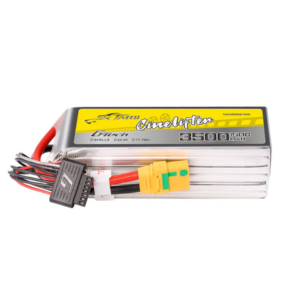 Tattu G-Tech 3500mAh 6S 22.2V 150C LiPo Battery, Tattu G-Tech Cinelifter 3500mAh 6S 22.2V LiPo battery pack with XT90 connector and balance lead