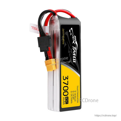 Tattu G-Tech 3700mAh 4S 45C LiPo battery pack with XT60 main connector and balance lead