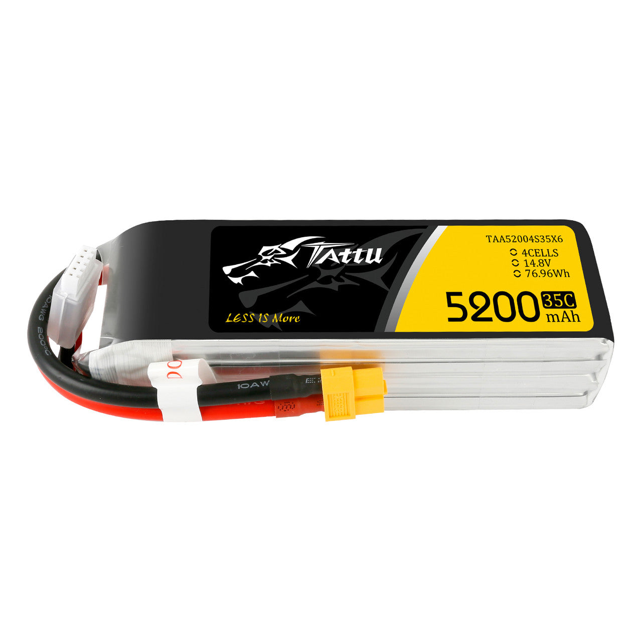 Tattu G-Tech 5200mAh 4S 14.8V 35C LiPo Battery, Tattu G-Tech 5200mAh 35C 4S 14.8V LiPo battery pack with XT60 plug and 4S balance lead