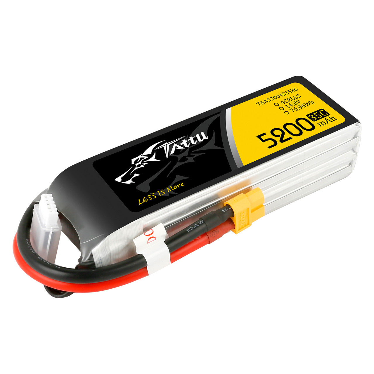 Tattu G-Tech 5200mAh 4S 14.8V 35C LiPo Battery, Tattu 5200mAh 4S 14.8V 35C LiPo battery pack with XT60 connector lead and white balance plug