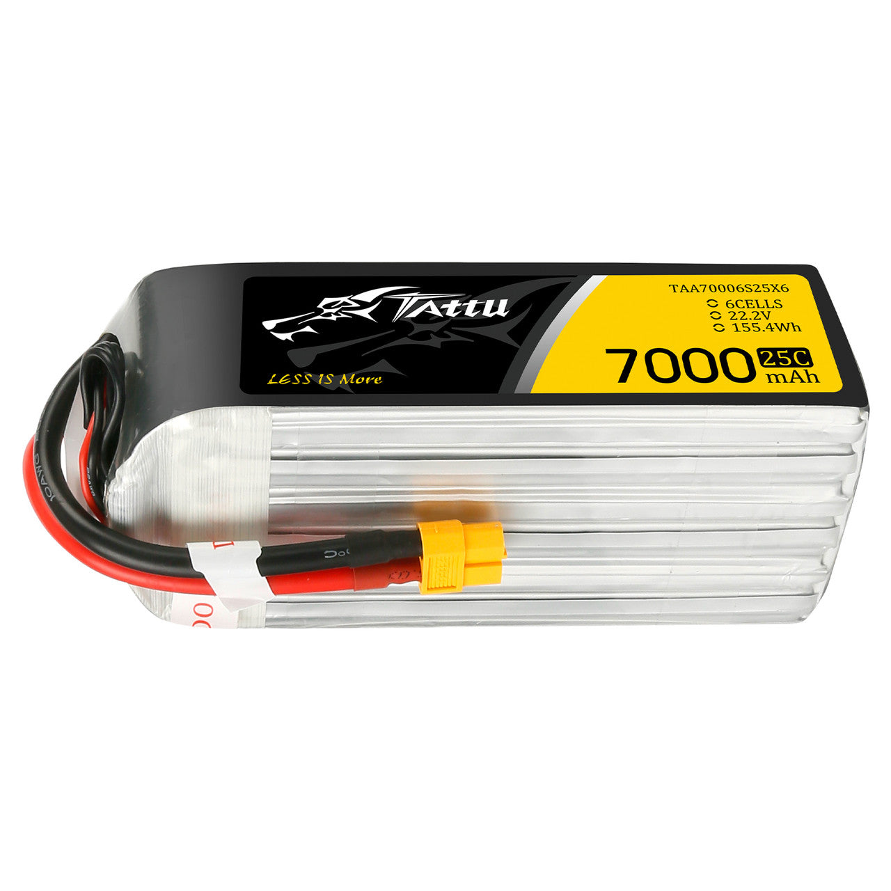 Tattu G-Tech 6S 7000mAh 25C 22.2V LiPo Battery, Tattu 6S 7000mAh 25C 22.2V LiPo battery pack with wrapped hardcase and yellow XT90-style connector