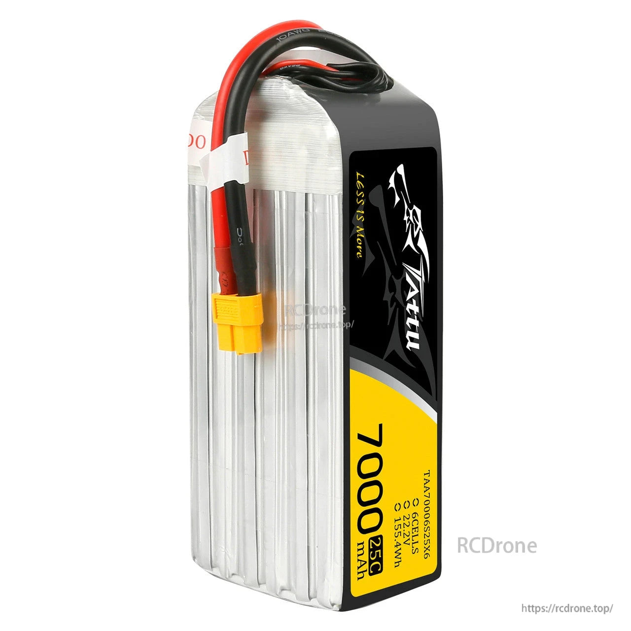Tattu G-Tech 6S 7000mAh 25C 22.2V LiPo battery pack with heavy-gauge leads and yellow XT90-style plug