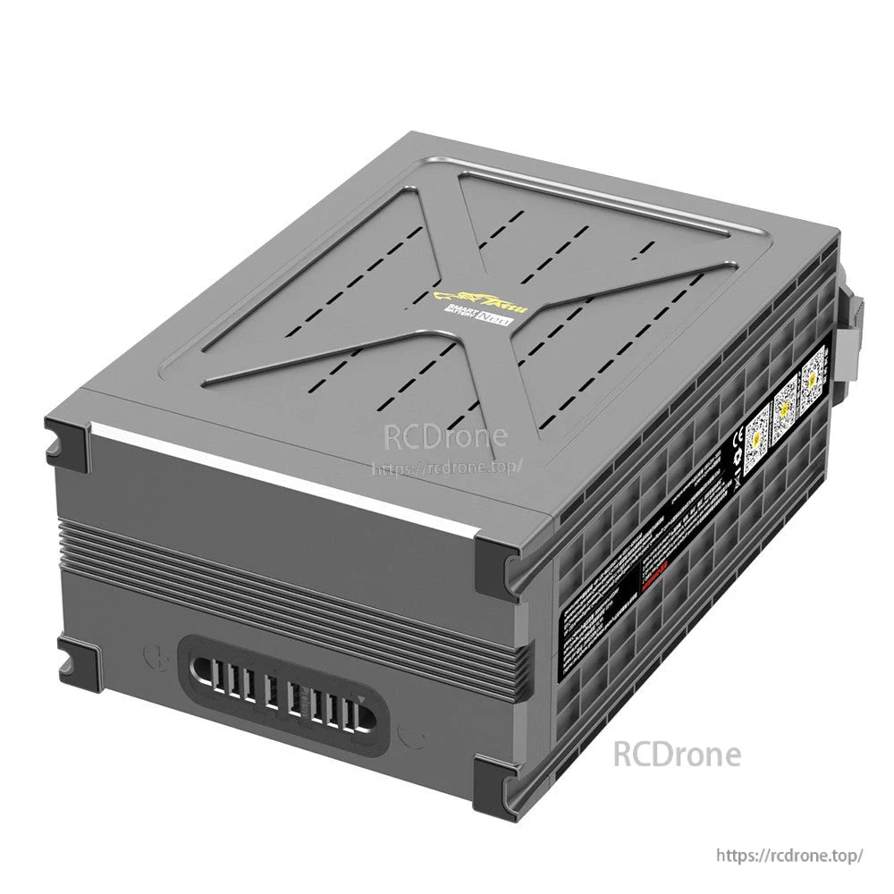 Tattu NEO TAANE30K12S5X smart battery in rugged grey hard case with vented top and bottom connector port