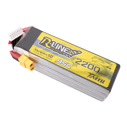 Tattu R-Line 2200mAh 6S 95C 22.2V LiPo Battery, Tattu R-Line 6S 2200mAh 95C LiPo battery pack with XT60 power lead and white balance connector