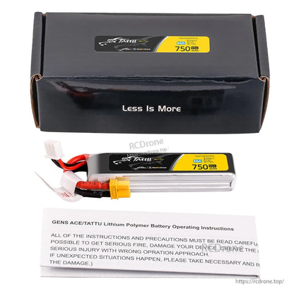 Tattu R-Line HV 750mAh 2S 7.6V 95C LiPo Battery, Tattu R-Line HV 2S 750mAh LiPo battery pack with XT30 connector and white balance lead, box included