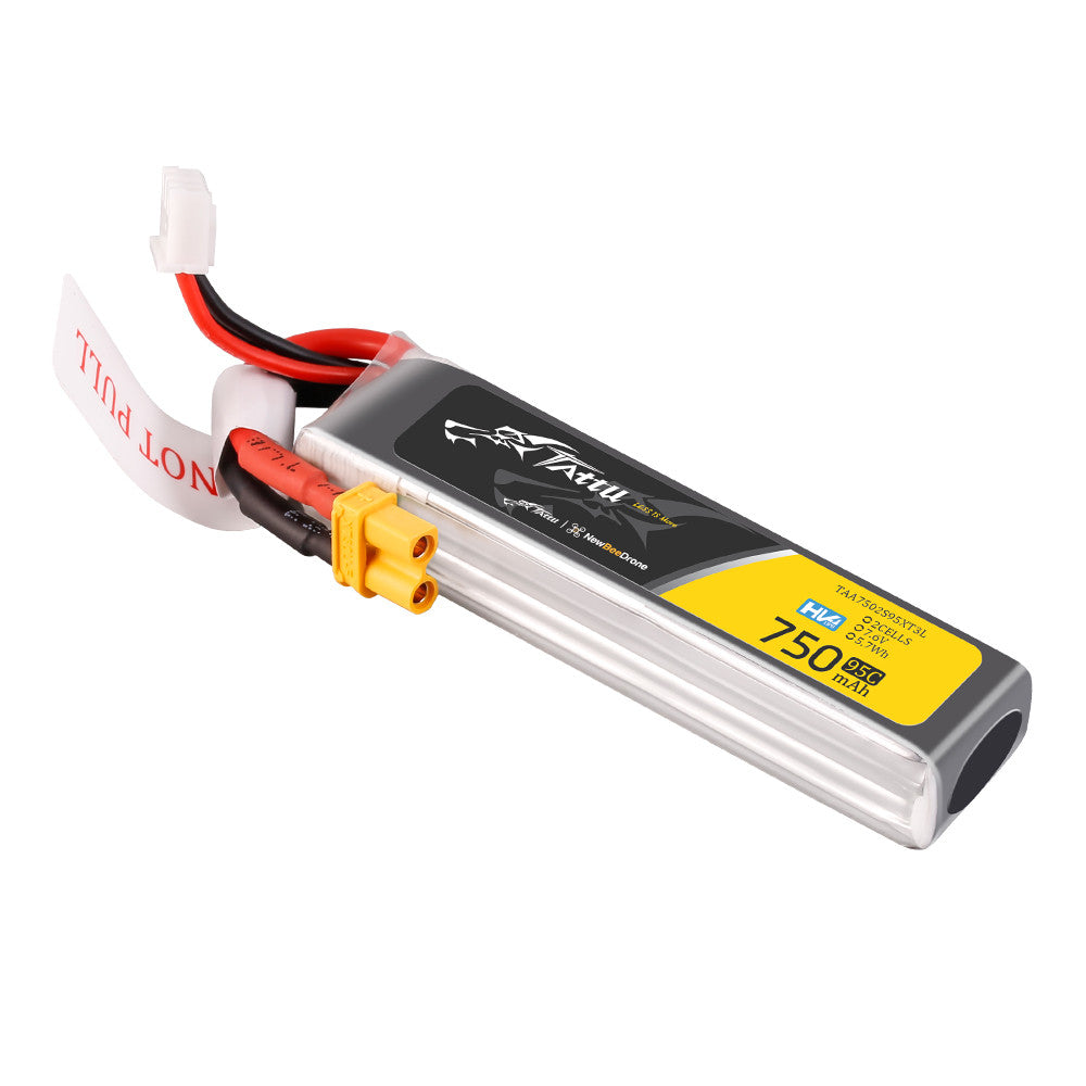 Tattu R-Line HV 750mAh 2S 7.6V 95C LiPo Battery, Tattu R-Line HV 2S 750mAh LiPo battery pack with XT30 connector and 3-pin JST-XHR balance lead