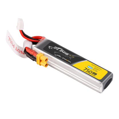 Tattu R-Line HV 750mAh 2S 7.6V 95C LiPo Battery, Tattu R-Line HV 2S 750mAh LiPo battery pack with XT30 connector and 3-pin JST-XHR balance lead