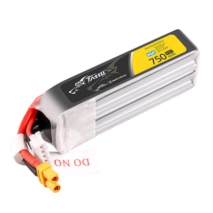 Tattu R-Line HV 750mAh 4S 15.2V 95C LiPo battery pack with XT30 plug and balance lead