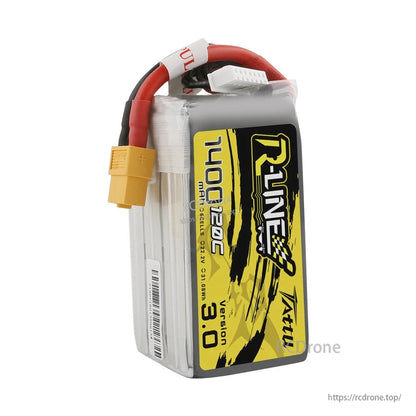 Tattu R-Line V3 1400mAh 6S 22.2V LiPo battery pack with XT60 lead and JST-XHR balance plug