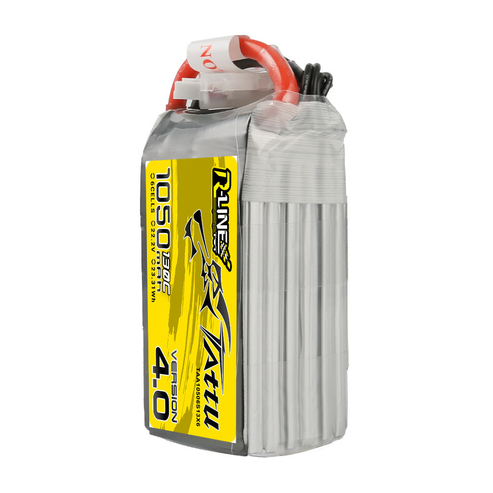 Tattu R-Line V4.0 1050mAh 6S 22.2V 130C LiPo battery pack with XT60 lead and JST-XHR balance plug